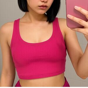 Alo Yoga Ribbed Racerback Sports Bra Top - Paradise Pink - Size S